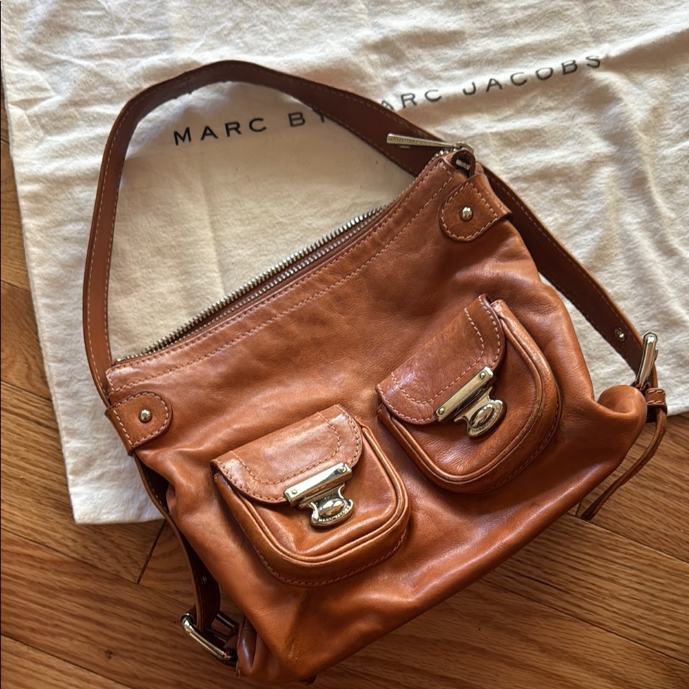 Marc by Marc Jacobs Tan Leather Crossbody Bag - cute front pockets!